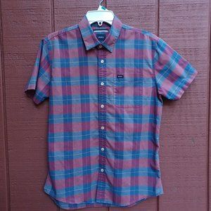 RVCA Red and Blue Plaid Casual Button Down Shirt